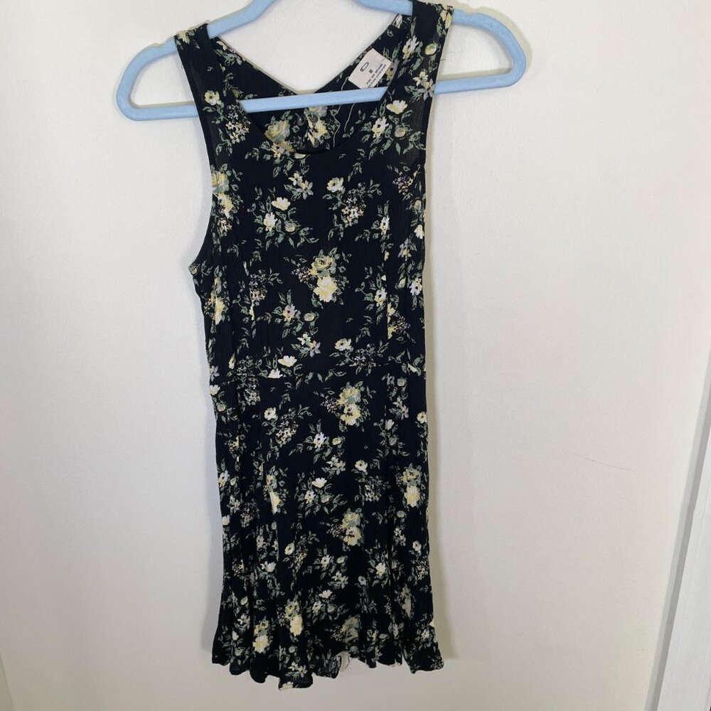 Urban Outfitters Pins and Needles Black Floral Open Back Mini Dress